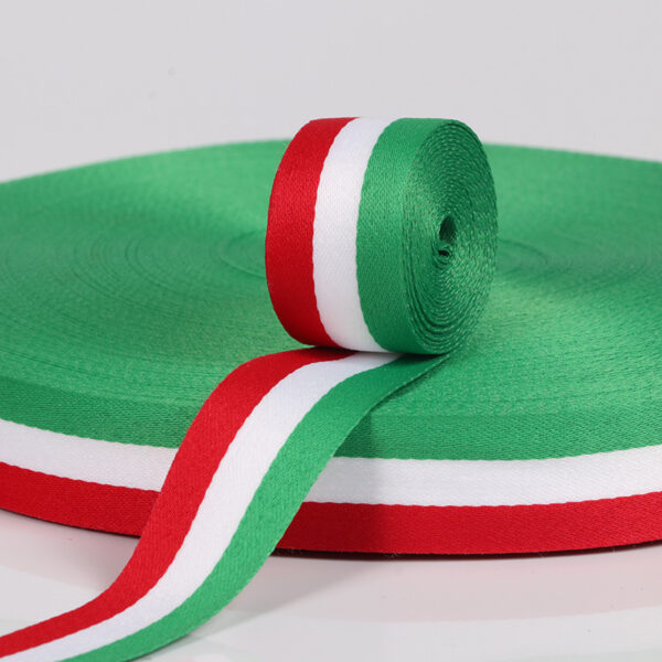 100D Three-Color Striped Polyester Webbing – High-Density Woven Tape for Pants Side Stripes, Garment Trims & DIY Clothing Crafts