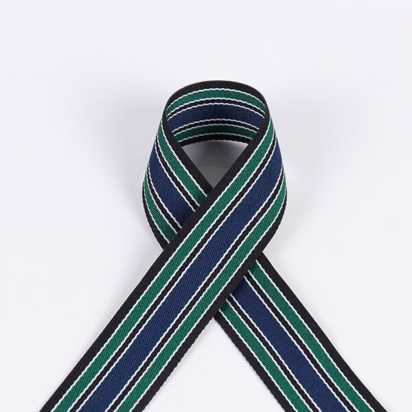 主图-05 150D Twill Mixed Color Stripe Polyester Webbing with Fishline – 2.5cm Decorative Tape for Shoes & Garment Accessories