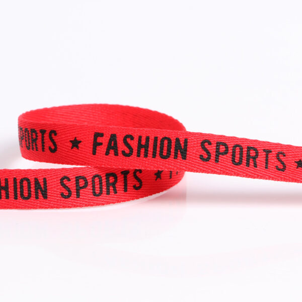 1.0cm Printed Herringbone Polyester Webbing – “FASHION SPORTS” Logo Tape for Garments, Shoes & DIY Accessories