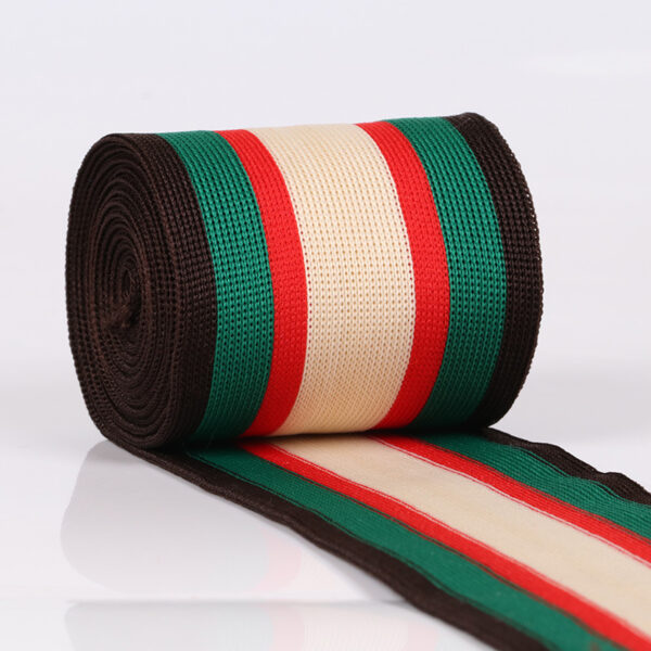 5–6cm Wide Tricolor Intercolor Stripe Knit Tape – Polyester Warp-Knitted Decorative Webbing for Casualwear