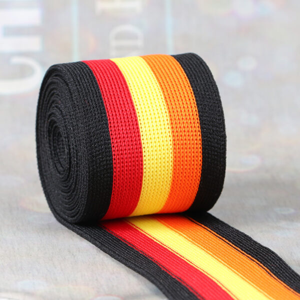 4cm Colorful Warp-Knitted Intercolor Stripe Polyester Tape – Horizontal Stretch Trim for Pants Side Panels