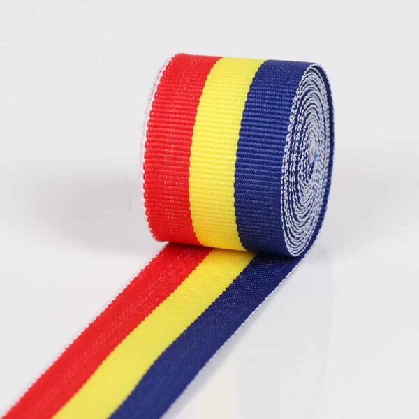 Wholesale Multicolor Striped Polyester Webbing – High-Density Flat Woven Tape for Garment Decoration & DIY Craft Projects