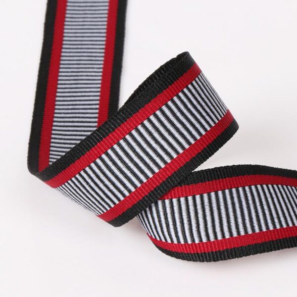 2.5cm Intercolor Polyester Webbing – Striped Grosgrain Tape for Shoes, Garments, Bags & DIY Crafts