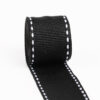 1CM Black Polyester Webbing with White Jump Stitch – Flat Woven Trim for DIY Accessories, Hair Bows & Decorative Crafting