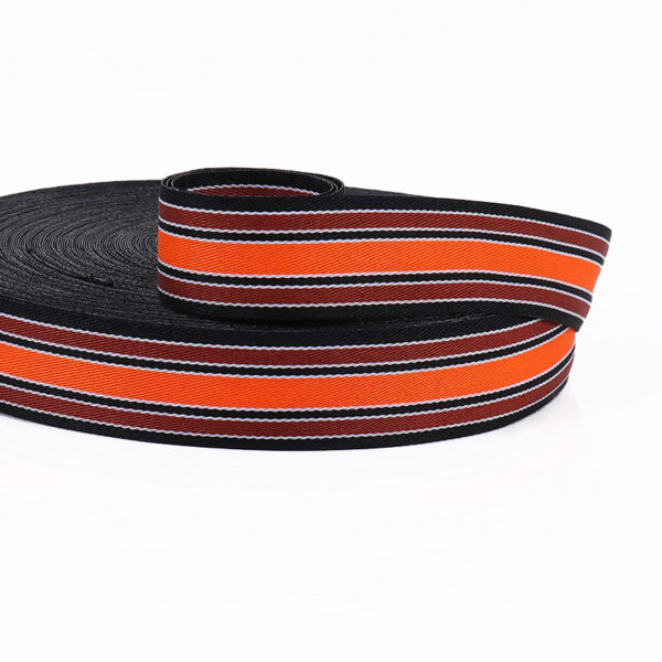 主图-06 150D Twill Mixed Color Stripe Polyester Webbing with Fishline – 2.5cm Decorative Tape for Shoes & Garment Accessories