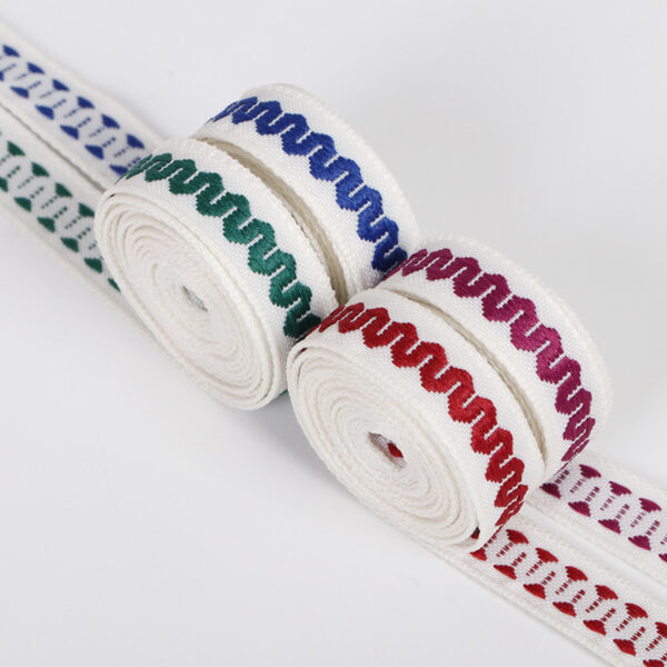 1.2cm Colorful Polyester Ribbed Jacquard Webbing – Decorative Stitching Tape for Garment Splicing & Trims