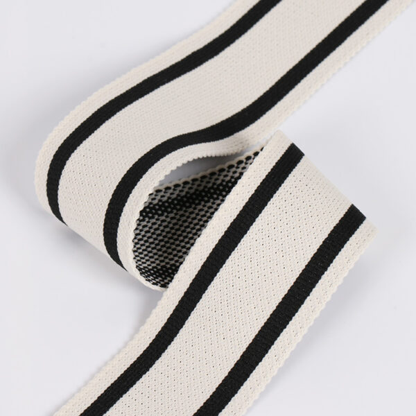 Black and White Striped Ribbed Jacquard Knit Tape – 4cm to 6cm Sport Style Side Trim for Casualwear