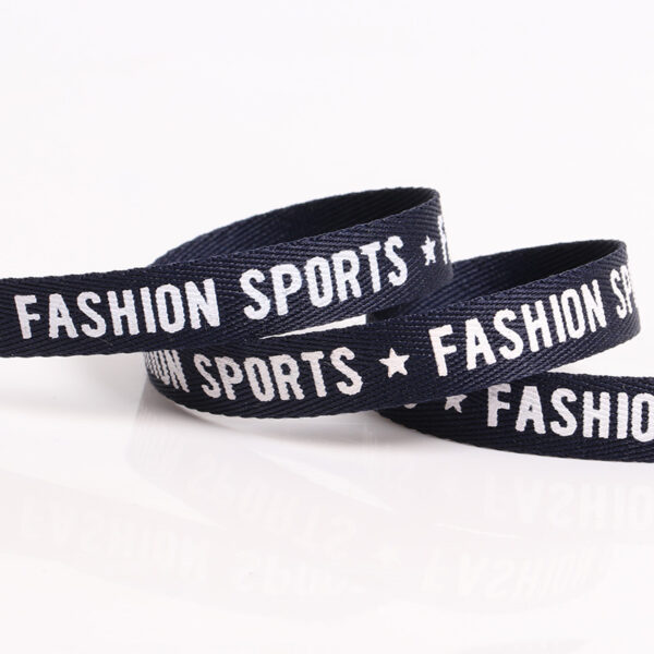 1.0cm Printed Herringbone Polyester Webbing – “FASHION SPORTS” Logo Tape for Garments, Shoes & DIY Accessories