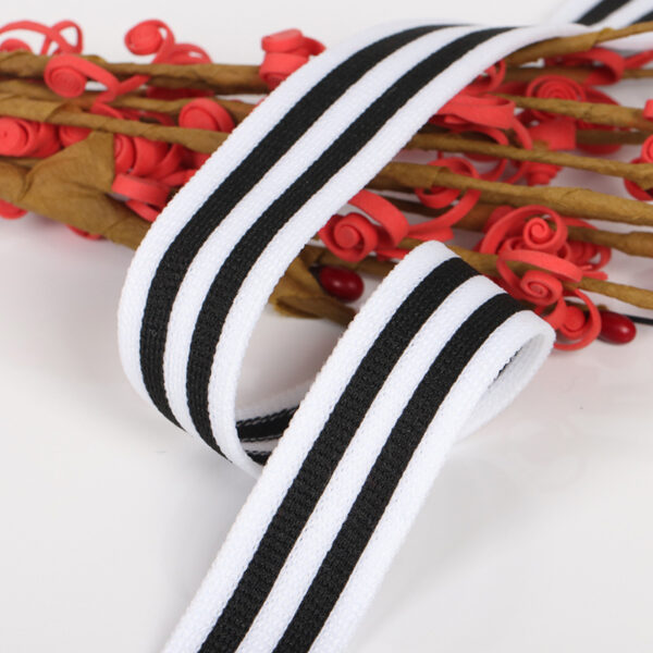 主图-06 Red White Blue Mélange Polyester Knitted Tape – Interlock Warp-Knitted Trim for Garment Edge & Waistband