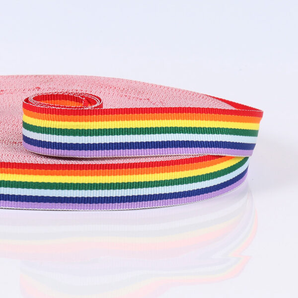 1–6cm Rainbow Stripe Woven Webbing – Colorful Polyester Tape for Apparel Tags, DIY Crafts, Fashion Accessories & Packaging