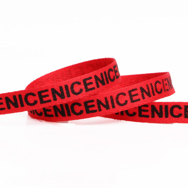 1.0cm NICE Printed Herringbone Polyester Webbing – Colorful Heat Transfer Logo Tape for Apparel & Accessories