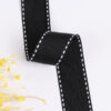 1CM Black Polyester Webbing with White Jump Stitch – Flat Woven Trim for DIY Accessories, Hair Bows & Decorative Crafting