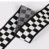 Black & White Checkered Ribbed Knit Tape – 4.0–5.5cm Elastic Jacquard Trim for Casual Pants