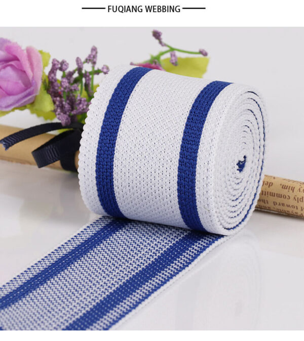 Black and White Striped Ribbed Jacquard Knit Tape – 4cm to 6cm Sport Style Side Trim for Casualwear
