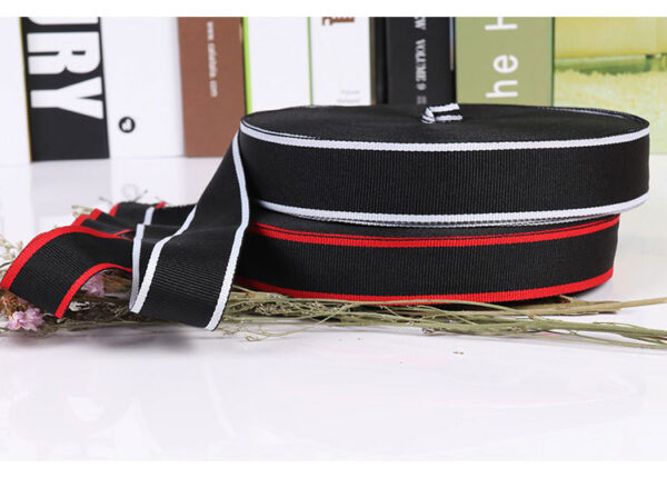 详情-11 Red-White-Blue Tricolor Polyester Webbing – 1.0–3.0cm Flat Weave Tape for Bag, Shoe & Garment Trim (300D)