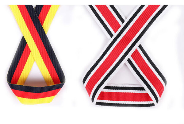 详情-12 Red-White-Blue Tricolor Polyester Webbing – 1.0–3.0cm Flat Weave Tape for Bag, Shoe & Garment Trim (300D)