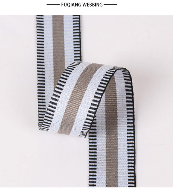 2.5CM Color-Mixed Striped Grosgrain Polyester Webbing – 300D Plain Weave Decorative Ribbon for Garment Trim, Crafting & DIY Accessories