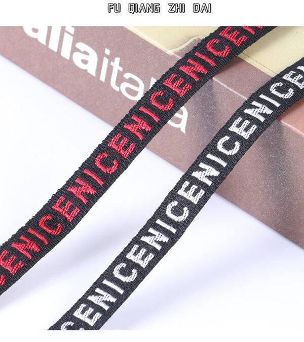1.0cm NICE LOVE Lettered Polyester Jacquard Webbing – Flat Woven Trim for Clothing Decoration