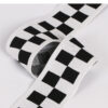 Black & White Checkered Ribbed Knit Tape – 4.0–5.5cm Elastic Jacquard Trim for Casual Pants