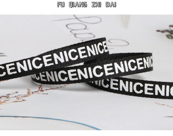 1.0cm NICE Printed Herringbone Polyester Webbing – Colorful Heat Transfer Logo Tape for Apparel & Accessories