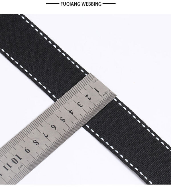 1CM Black Polyester Webbing with White Jump Stitch – Flat Woven Trim for DIY Accessories, Hair Bows & Decorative Crafting
