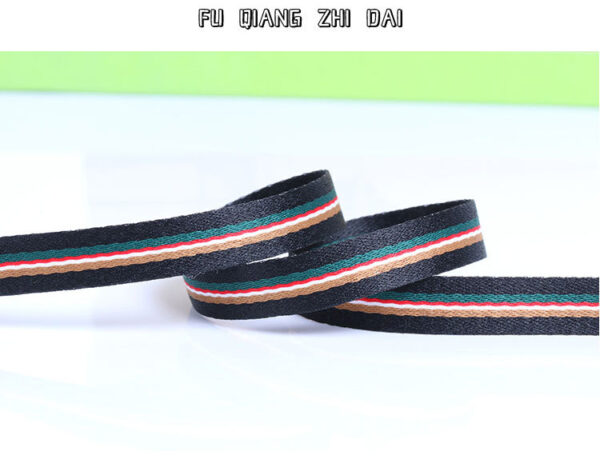 1.0cm Multicolor Stripe Polyester Webbing – 100D Dense Woven Decorative Trim for Garments, Side Tapes, and Straps