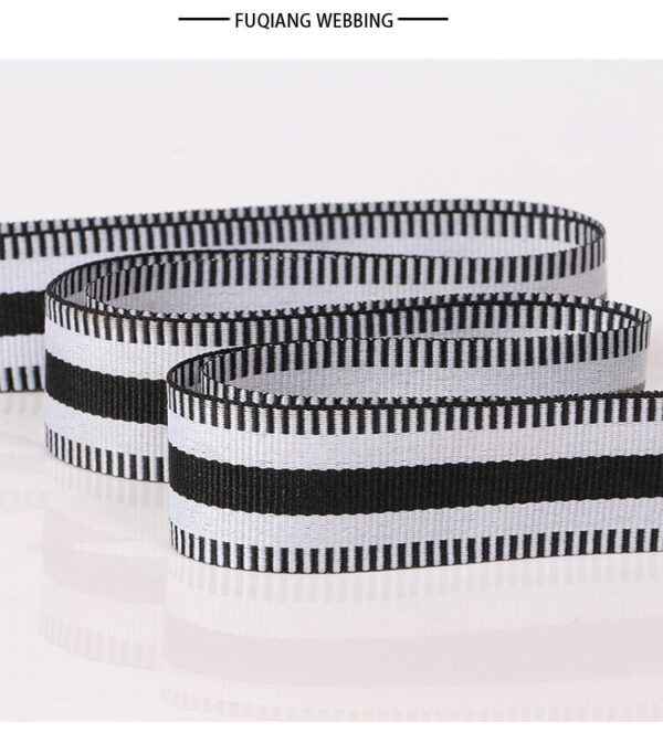 2.5CM Color-Mixed Striped Grosgrain Polyester Webbing – 300D Plain Weave Decorative Ribbon for Garment Trim, Crafting & DIY Accessories