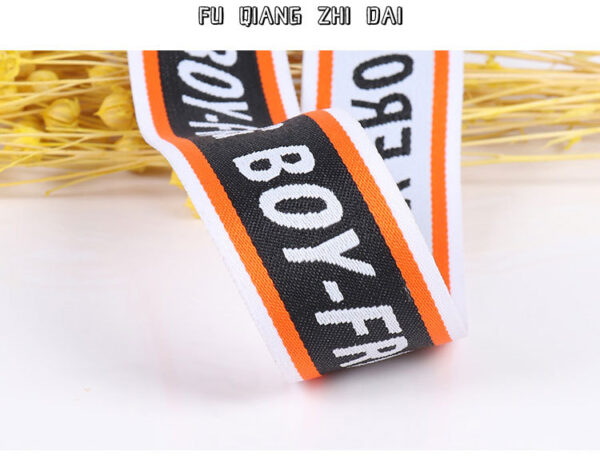 3cm Elastic Polyester Jacquard Logo Webbing – Custom Lettered Side Stripe Tape for Casual Pants