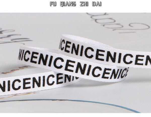 1.0cm NICE Printed Herringbone Polyester Webbing – Colorful Heat Transfer Logo Tape for Apparel & Accessories