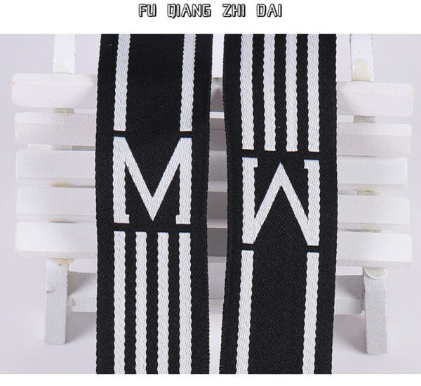 3cm Elastic Polyester Jacquard Webbing with "M" Letter Design – Side Stripe Trim for Pants & Garments
