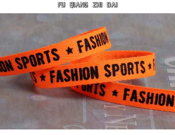 1.0cm Printed Herringbone Polyester Webbing – “FASHION SPORTS” Logo Tape for Garments, Shoes & DIY Accessories