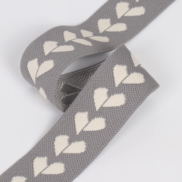 4cm Ribbed Heart Jacquard Webbing – Polyester Knit Trim for Pants Side Stripes & Fashion Accessories
