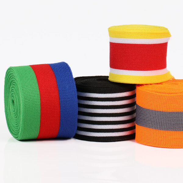 4.0cm Multicolor Stripe Polyester Knit Tape – Stretchable Side Panel Trim for Apparel