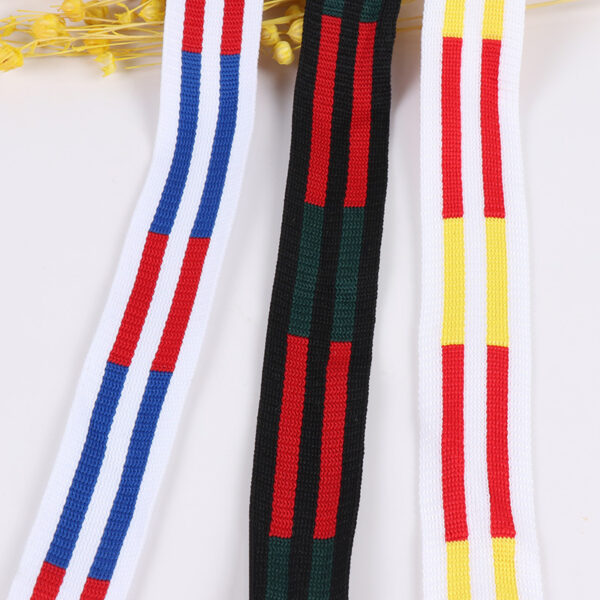 2.5cm Polyester Jacquard Knit Webbing – Black and White Decorative Trim
