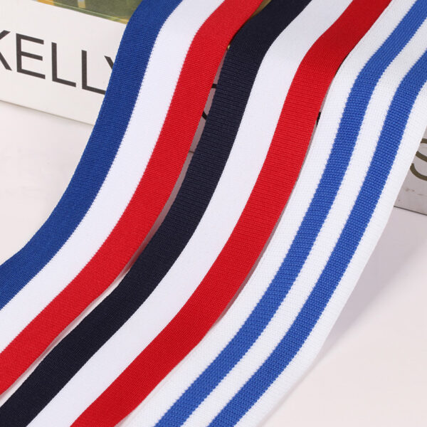 Red White Blue Striped Polyester Knitted Tape | Hook Edge Trim | 3.0–4.0cm