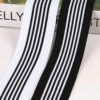 5.5cm Black & White Intercolor Polyester Knit Tape – Stretchable Side Stripe Webbing for Pants