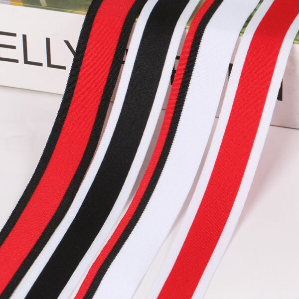 2.5cm Multicolor Striped Polyester Knitted Tape | Single-Side Trim for Fashion & Sportswear