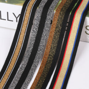 2.5cm Non-Elastic Polyester Knitted Tape with Metallic Thread | Warp Knit Trim for Pants