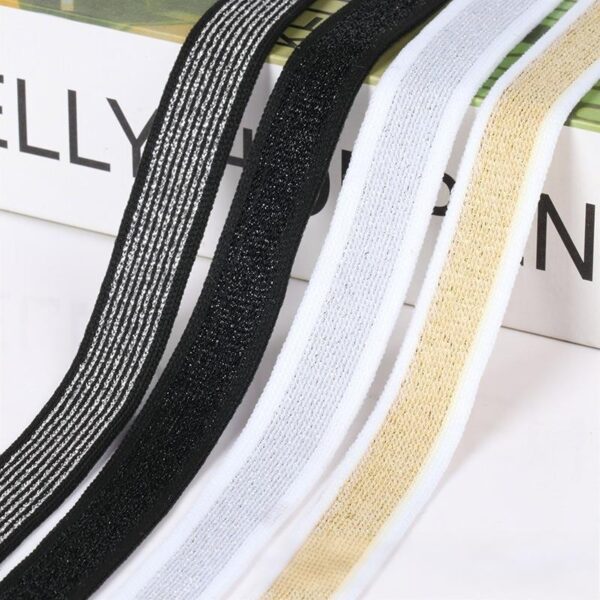 2.0cm Metallic Polyester Knitted Tape | Elastic Side Stripe Trim for Sportswear