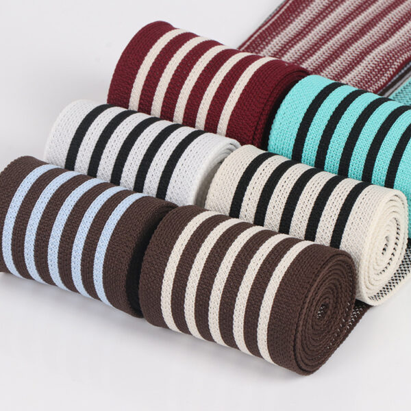 6cm Black and White Stripe Rib Knit Jacquard Tape – Nylon-Like Low-Stretch Trim for Pants Side Panels