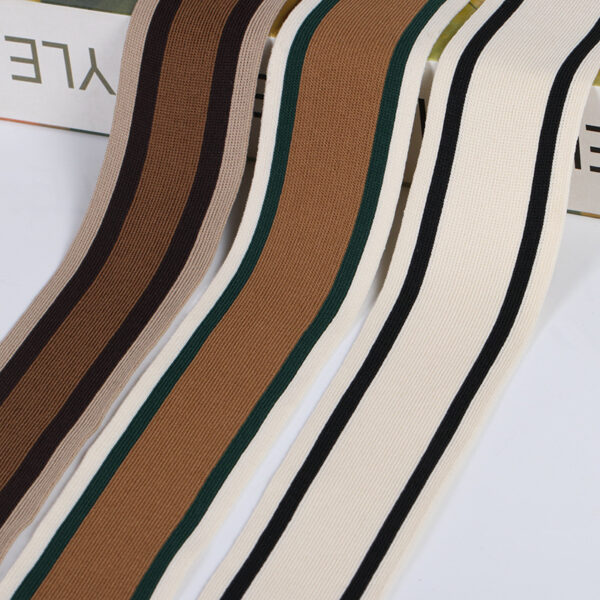Polyester Elastic Striped Knitted Tape 5cm Side Trim