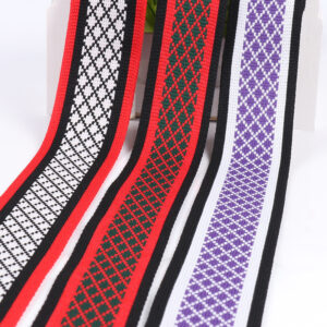 4.0cm Polyester Ribbed Jacquard Knit Webbing – High Elastic Decorative Trim