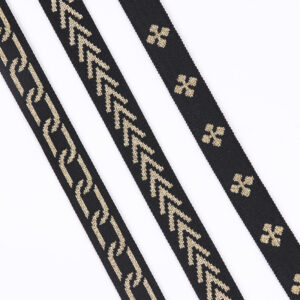 2.0cm Polyester Knit Jacquard Webbing with Metallic Thread – Decorative Ribbed Tape