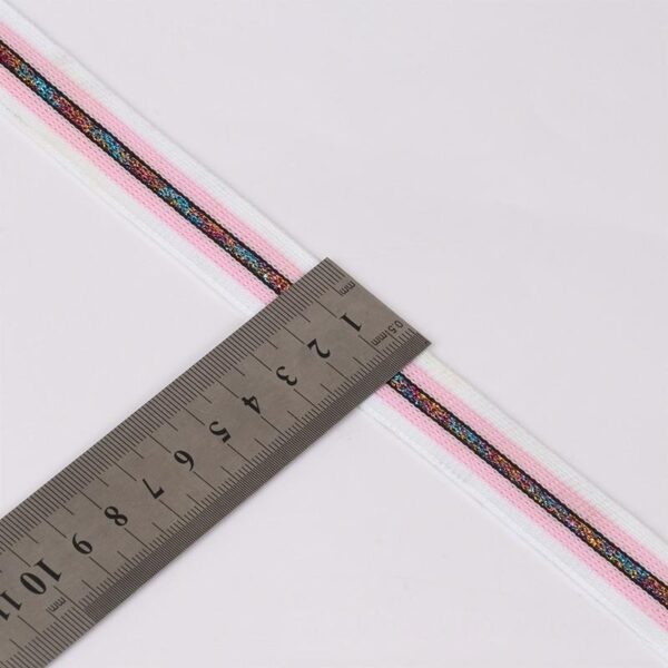 3.5cm Metallic Polyester Knitted Tape | Multicolor Garment Trim for Clothing & Pants