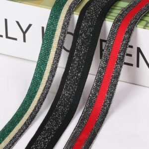2.0cm Metallic Polyester Knitted Tape | Elastic Side Stripe Trim for Sportswear