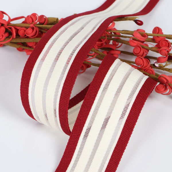 4cm Striped Elastic Knit Tape with Fishnet Mesh