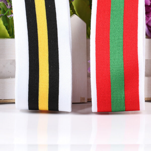 4.0cm Tricolor Polyester Knitted Webbing – Side Stripe Tape for Sports Pants & Apparel