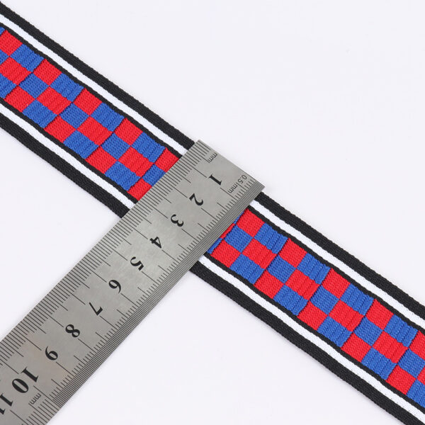 4cm / 5cm Polyester Jacquard Plain Knit Webbing – Multi-Color Checkered Trim for Bags & Garments