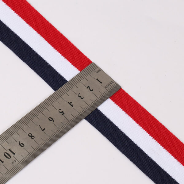 Red White Blue Striped Polyester Knitted Tape | Hook Edge Trim | 3.0–4.0cm