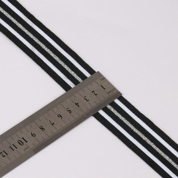 3.5cm Metallic Polyester Knitted Tape | Multicolor Garment Trim for Clothing & Pants